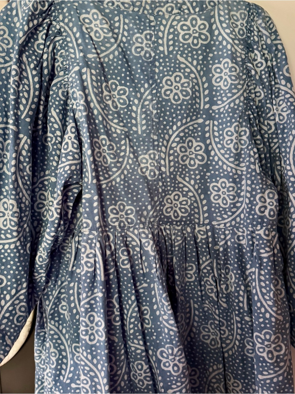 Madewell Bubble-Sleeve Button-Front Mini Dress in Indigo Paisley - Picture 9 of 9
